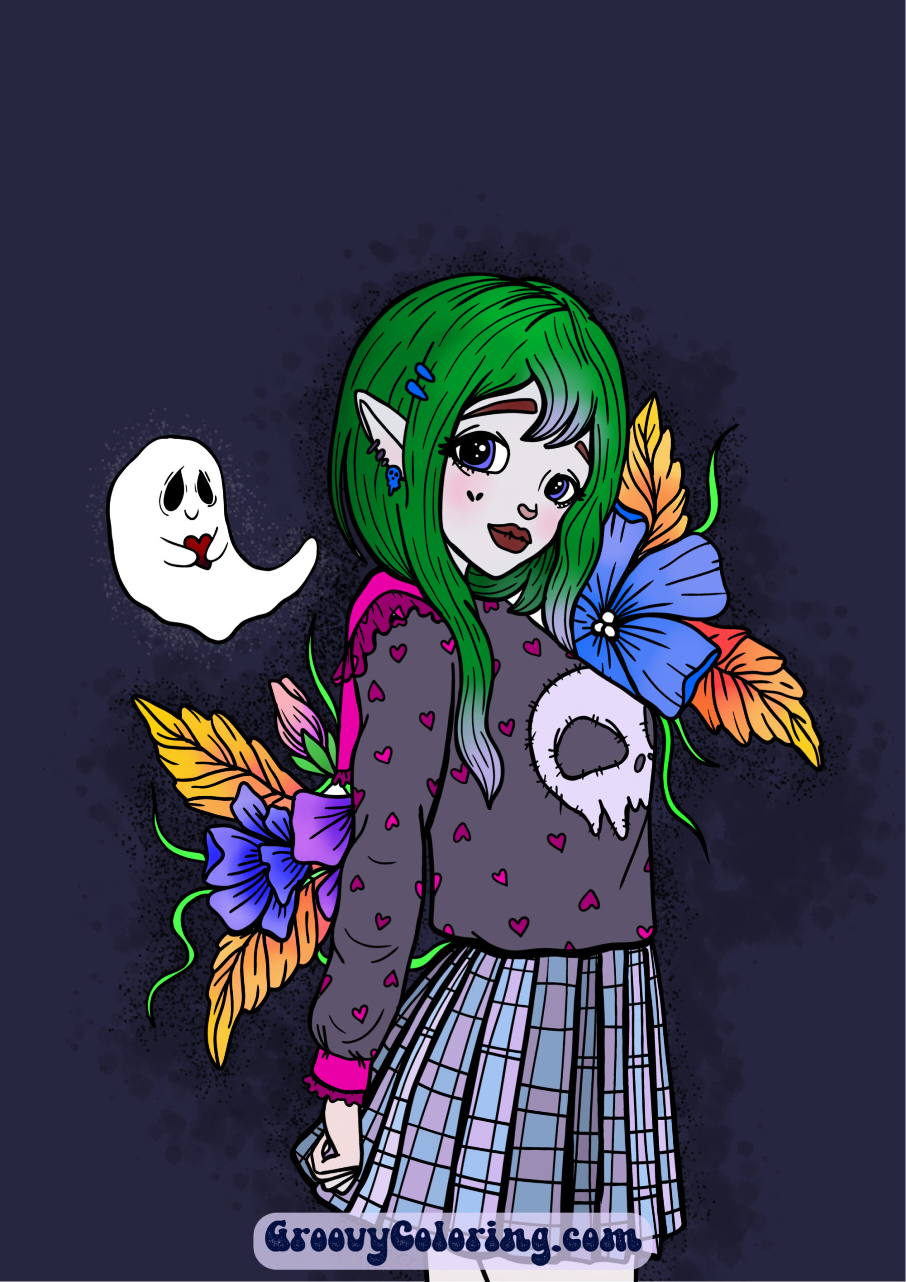 Goth girl coloring page